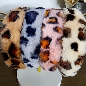 Leopard Print Faux Fur Headbands